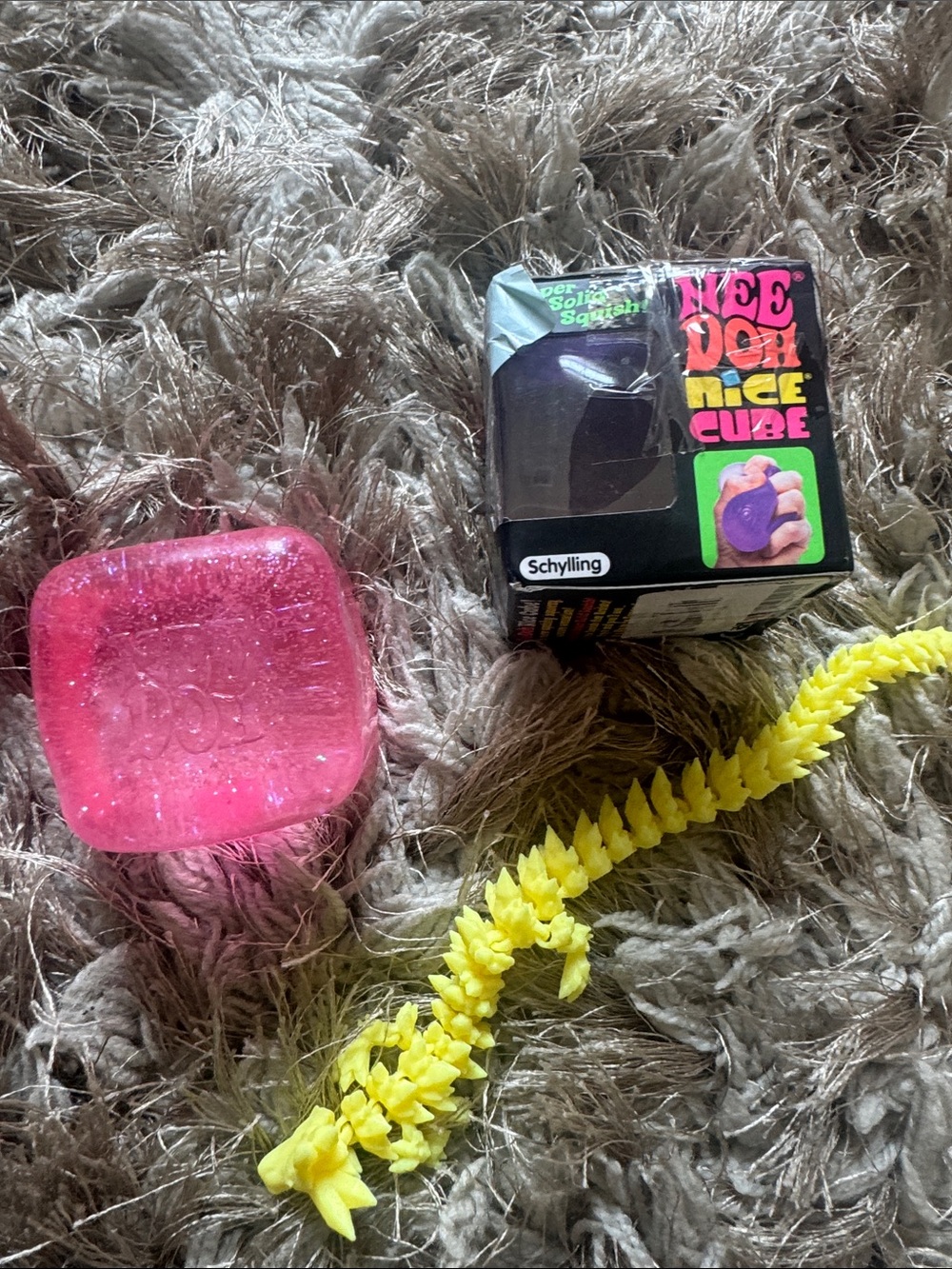 NeeDoh Nice Cube Pink Stress Ball the pink one Glow in the dark